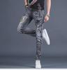 European Men's Spring & Autumn Tiger Head Slim Fit Jeans with Hot Diamond Detail