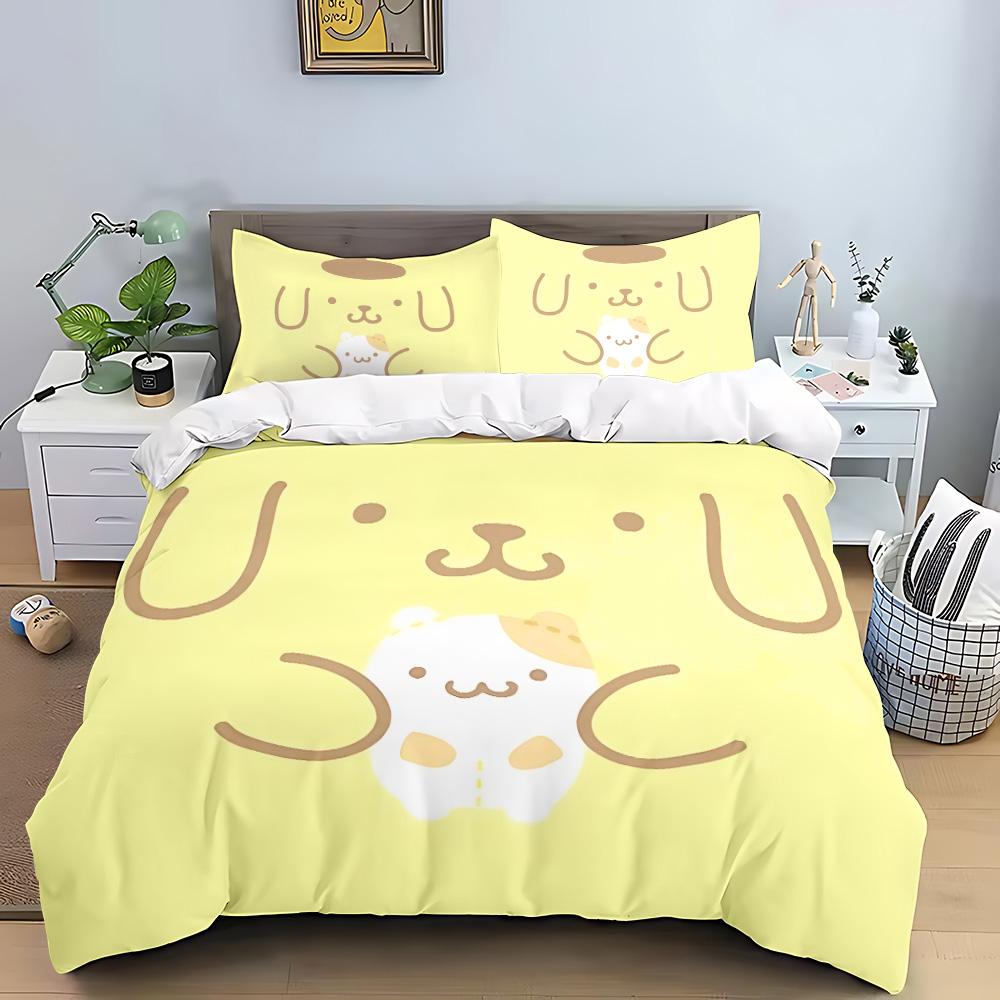 Cartoon Pom Pom Pudding Duvet Cover Queen King Size Bedding Set Adult Boys Girls Bedroom Decoration Children Gift Double 3 Pcs