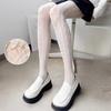 Lolita Girls Sweet Heart Floral Fishnet Pantyhose White Tights Women Sexy Sheer High Waist Hollow Out Nylon Mesh Stockings
