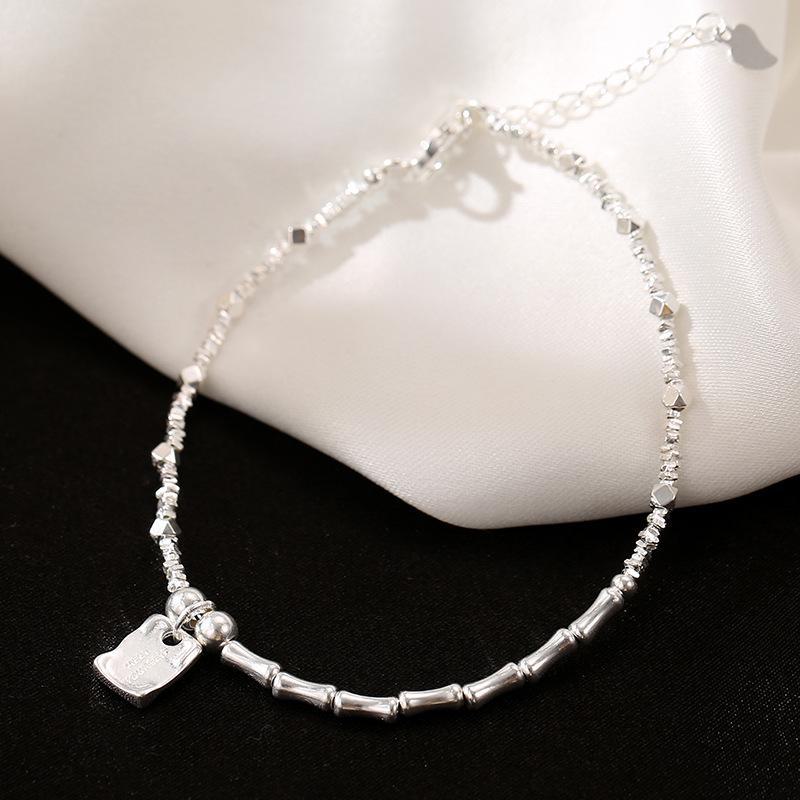 Banyan Tree S925 Silver Irregular Love Square Bamboo Bracelet for Girlfriend