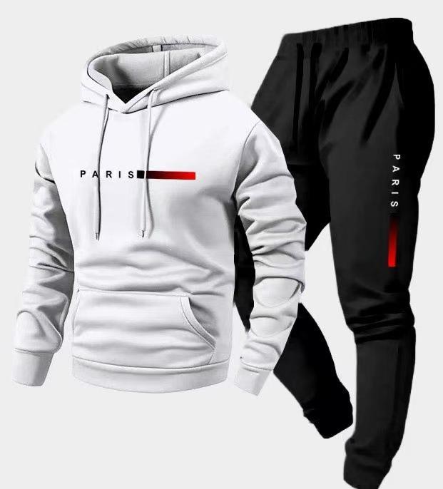 2025 Men's Hooded Pullover & Long Pants Set with Printed Logo