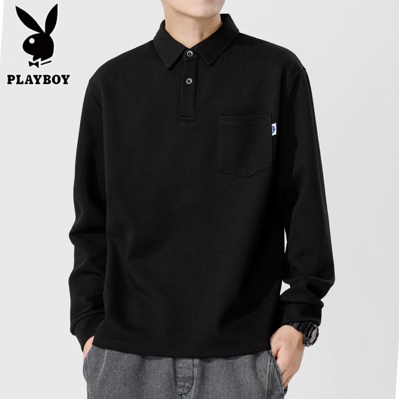 PLAYBOY Мужская повседневная рубашка-поло с длинным рукавом