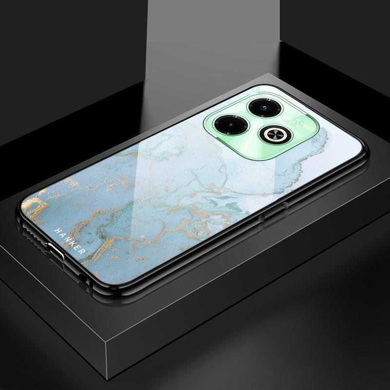 For Honor X9 X9a P20 P30 P40 P50 Pro P40 Lite Infinix Hot 12i 40i Smart 8 Pro Vivo V23e V25e Fashion Hard Glass Marble Pattern Shockproof Phone Case