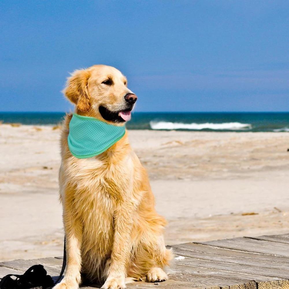 New Adjustable Dog Cooling Bandana Breathable Pet Safe Ice Scarf Reusable Lightweight Pet Cooling Scarf Dog