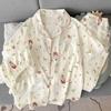 Милая цветочная летняя пижама из облачного хлопка с коротким рукавом для маленькой девочки, нишевая, простая, мультяшная домашняя одежда, комплект из трех предметов