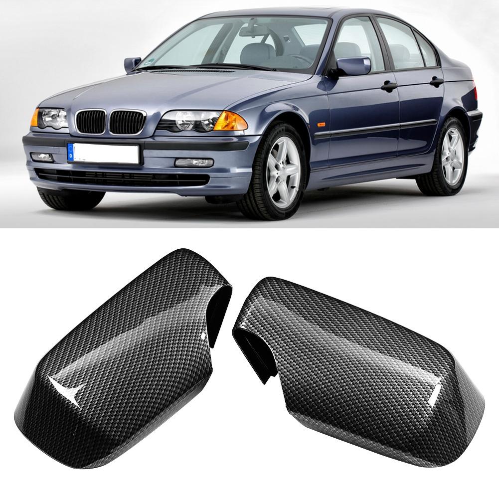 Carbon Fiber Style Door Wing Mirror Protector Add on Side Rearview Cover Fits for E46 1998 2005