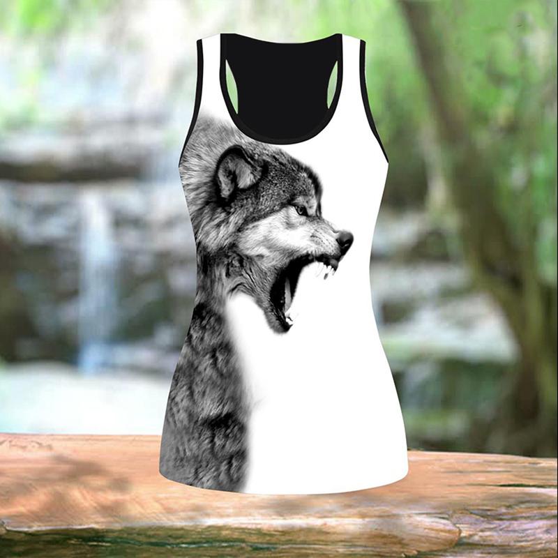 Great Wolfdog Print Yoga Outfit for Women Fashion 3D Printed Workout Leggings Fitness Sports High Waist Casual Yoga Pants for Women 2022