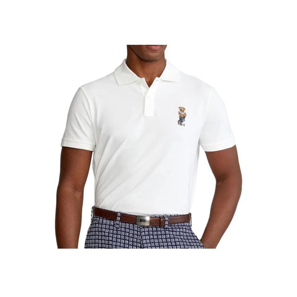 Polo Ralph Lauren Bear Embroidered Прямой покрой с коротким рукавом Поло Мужские топы Белый 781862841-001