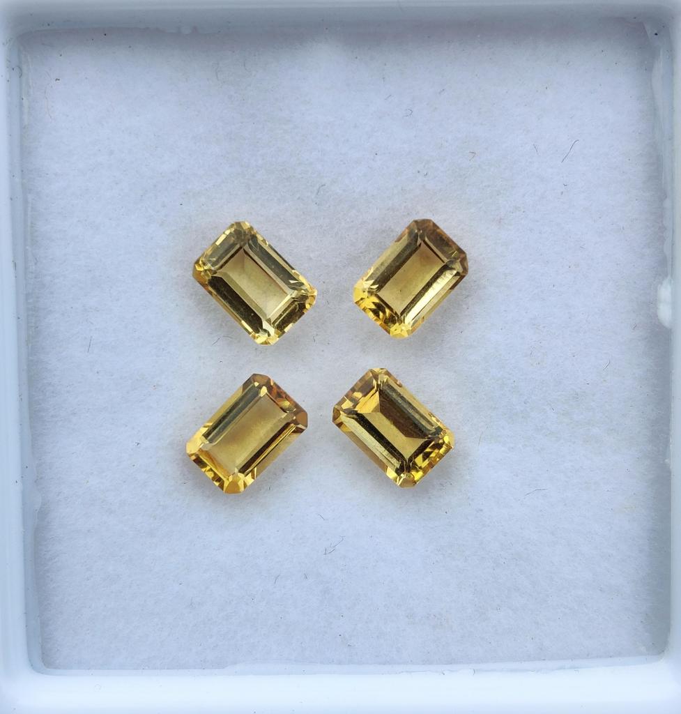 Лот из 4 камней, натуральный ограненный цитрин изумрудной огранки, россыпью, для изготовления ювелирных изделий, 3,50 карата, размер 7x5 мм.