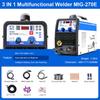 220V IP21S MIG-270E MIG/LIFT TIG/MMA 3 IN 1 Multifunctional Portable Intelligent Welding Machine Support No Gas Welders EU Plug