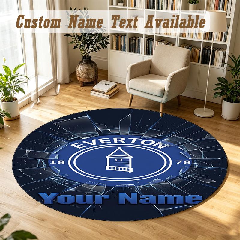 Round Rug Custom NameEverton FC Pattern Non Slip Carpet Home Floor Decor