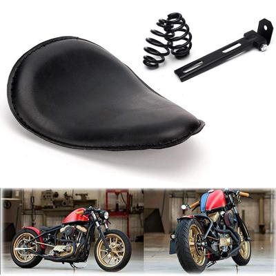 Сиденье Karun Motorcycle Custom Solo Spring Bracket с жестким дном, подходит для Harley Honda Yamaha Kawasaki Suzuki Chopper Bobber, черное сиденье с кронштейном