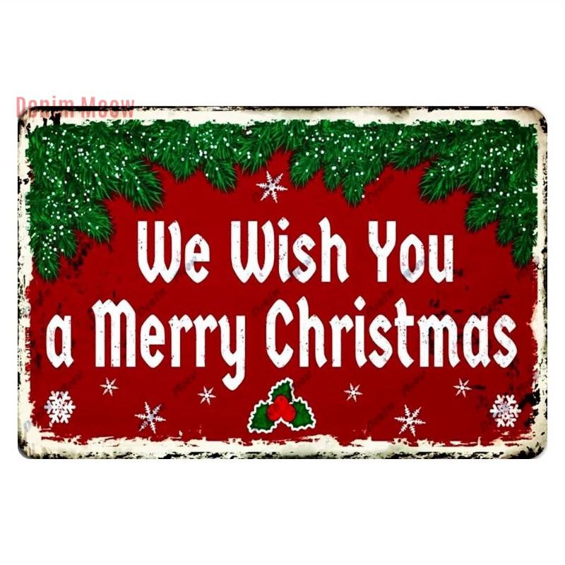 Retro Merry Christmas Metal Wall Decor Vintage Christmas Bakery Metal Sign for Gift Bar Club Cafe Room Decoration WY