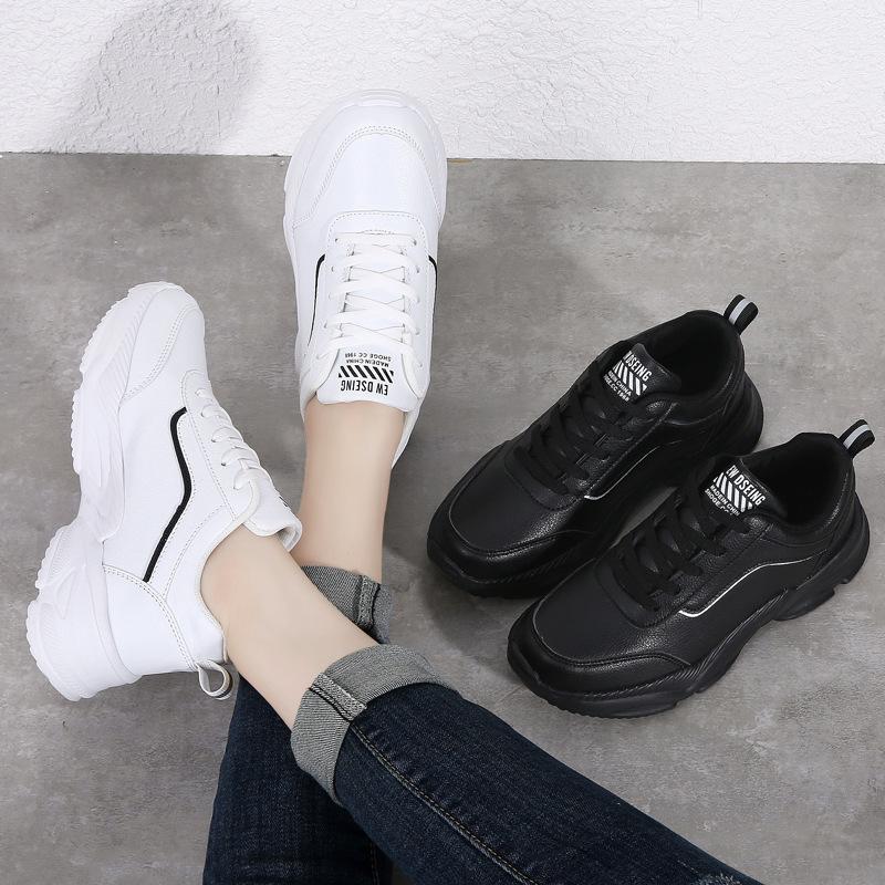 Новые кожаные осенние и зимние женские туфли большого размера для спорта и отдыха на воздушной подушке с нескользящей подошвой женские туфли