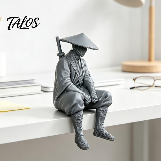 Уникальный персонализированный подарок для фанатов 3D-печатная фигурка древнекитайского отшельника-воина, статуэтка фехтовальщика с бамбуковой шляпой, изысканная ручная резьба