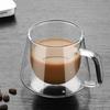 Двухстенная термостойкая кофейная чашка - 200 мл кружка из боросиликатного стекла, элегантный ромбовидный дизайн, ручная работа с ручкой