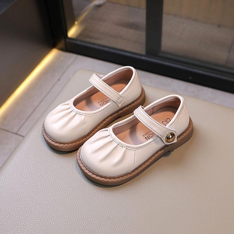 Spring Autumn Girls' Flat Shoes Fold Kids Leather Shoe School Solid Color Causal Children Princess Shoes Fashion Versatile New