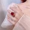 New Ring Jewelry Copper Bottom Gold Plated Live Broadcast Square Blue Red Color Treasure Zircon Cross Border Women's Style
