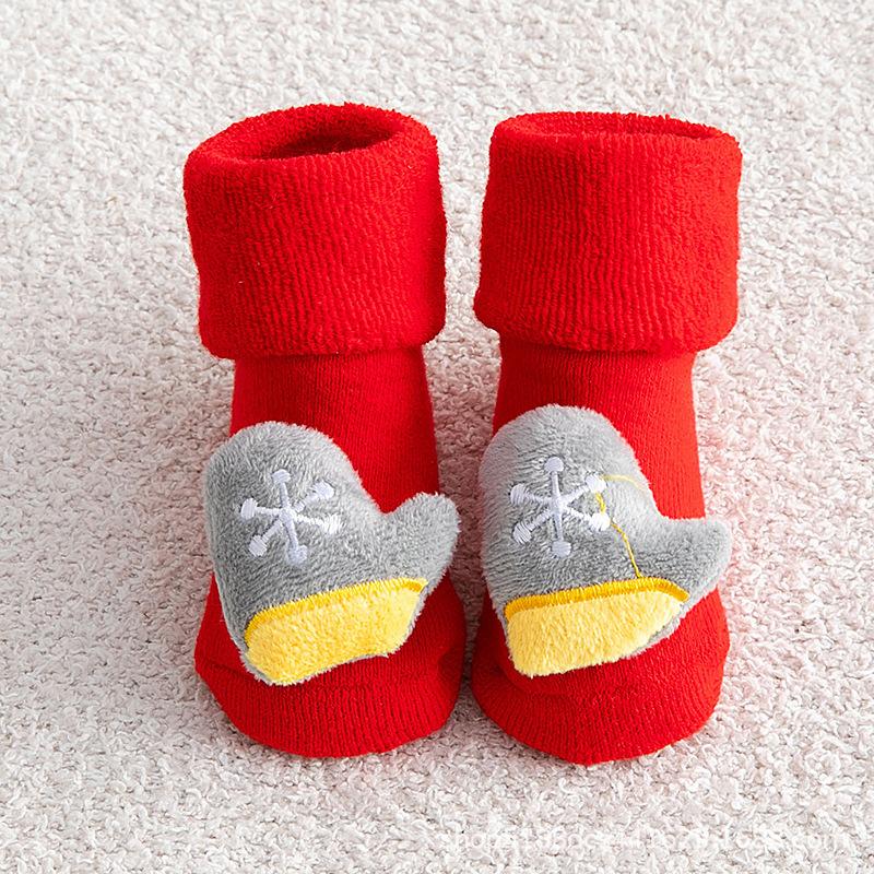 Children's Socks For Newborns Girls Boys Baby Anti-slip Child Plus Thick Terry Warm Winter Cute Christmas Socks For Kids 0-3Y