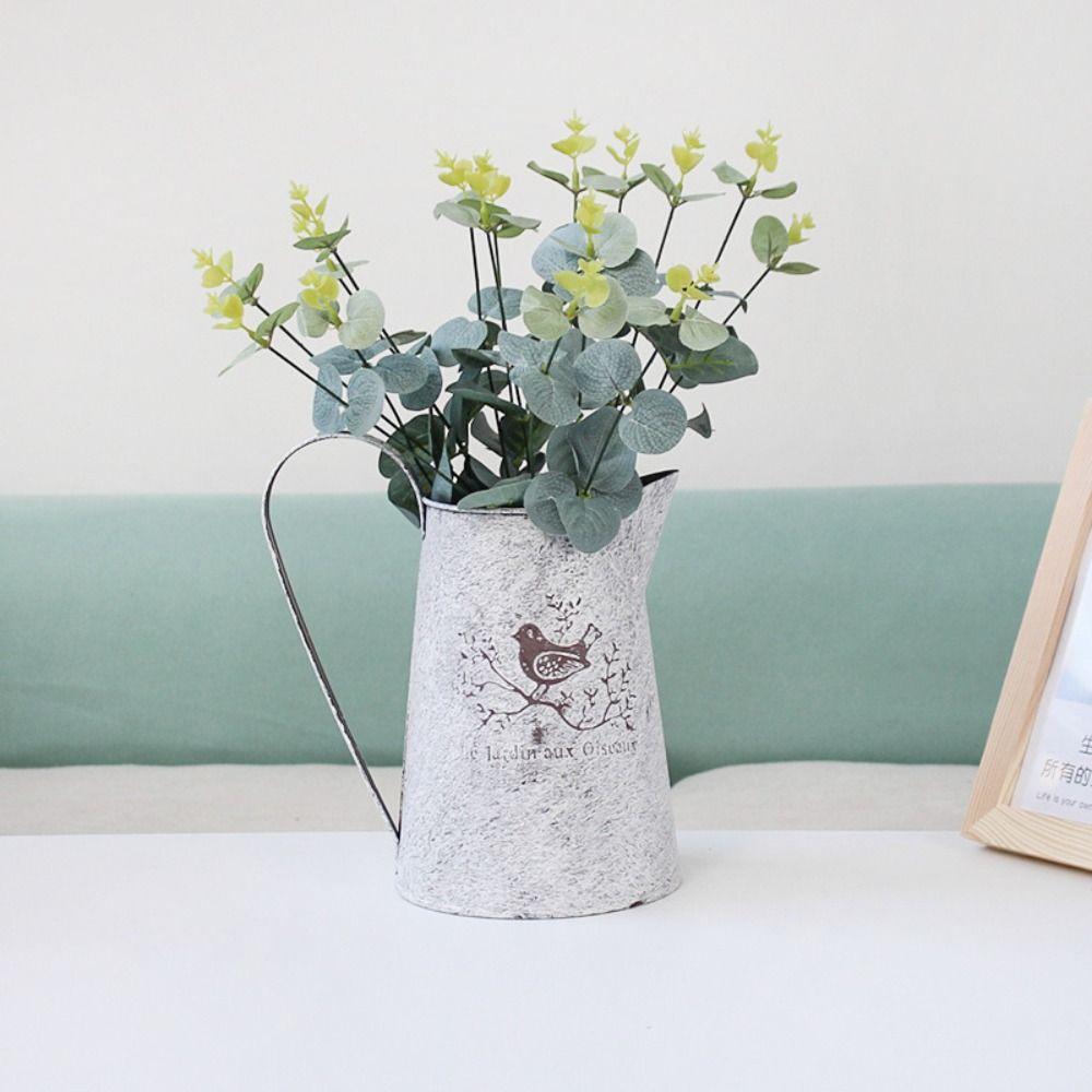 French Script Iron Art Bucket Empty Iron Container Dried Flower Vase Flower Arrangement