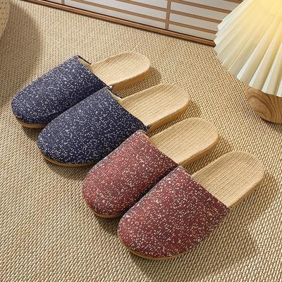 Модные женские тапочки из льна с закрытым носком