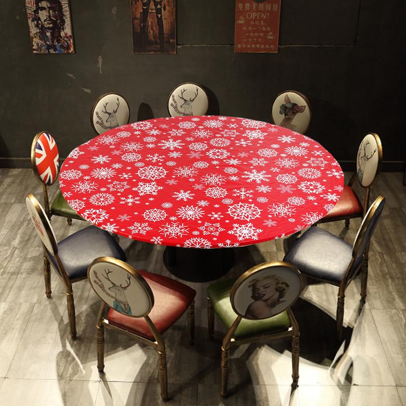 Круглая скатерть из ПВХ, водонепроницаемая, утолщенная, прозрачная, с принтом, деревянная, маслостойкая, пластиковая скатерть на флисовой подкладке, эластичная