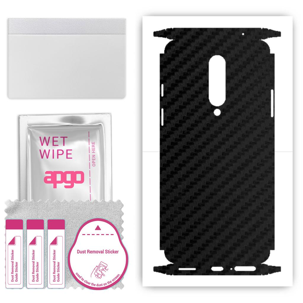 apgo Protective Skin Sticker for the back+sides compatible with OnePlus 8, Full Wrap Film, Foil, Vinyl - Pattern Carbon Black
