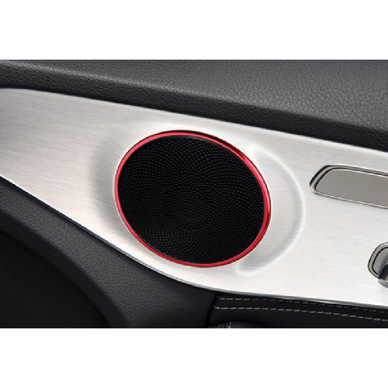 For Mercedes-Benz GLC 2016- Aluminum Red Inner Door Horn Frame Cover Trim 4X