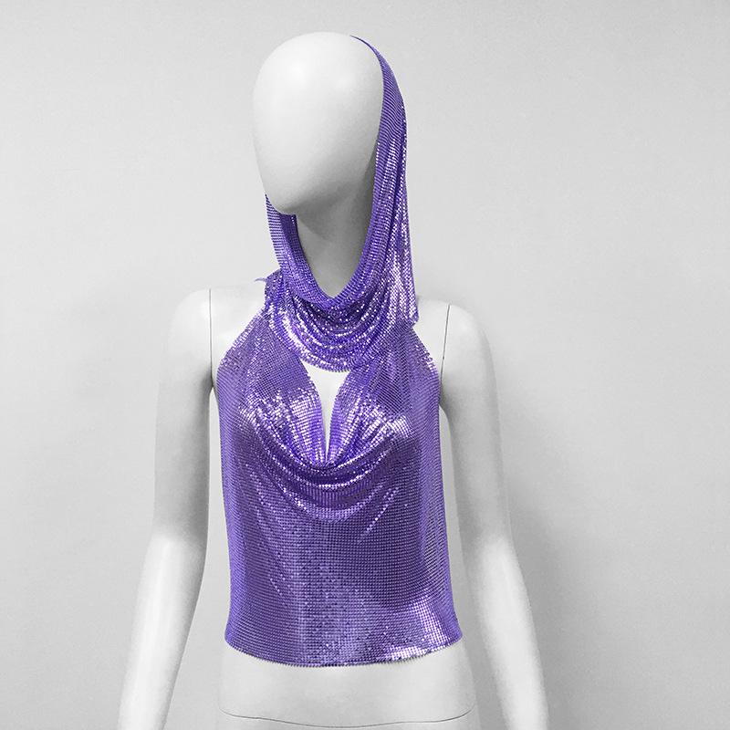 Трендовый летний женский худи-жилет на металлических бретелях в европейском и американском стиле – Сексуальный топ-слинг для горячей девушки