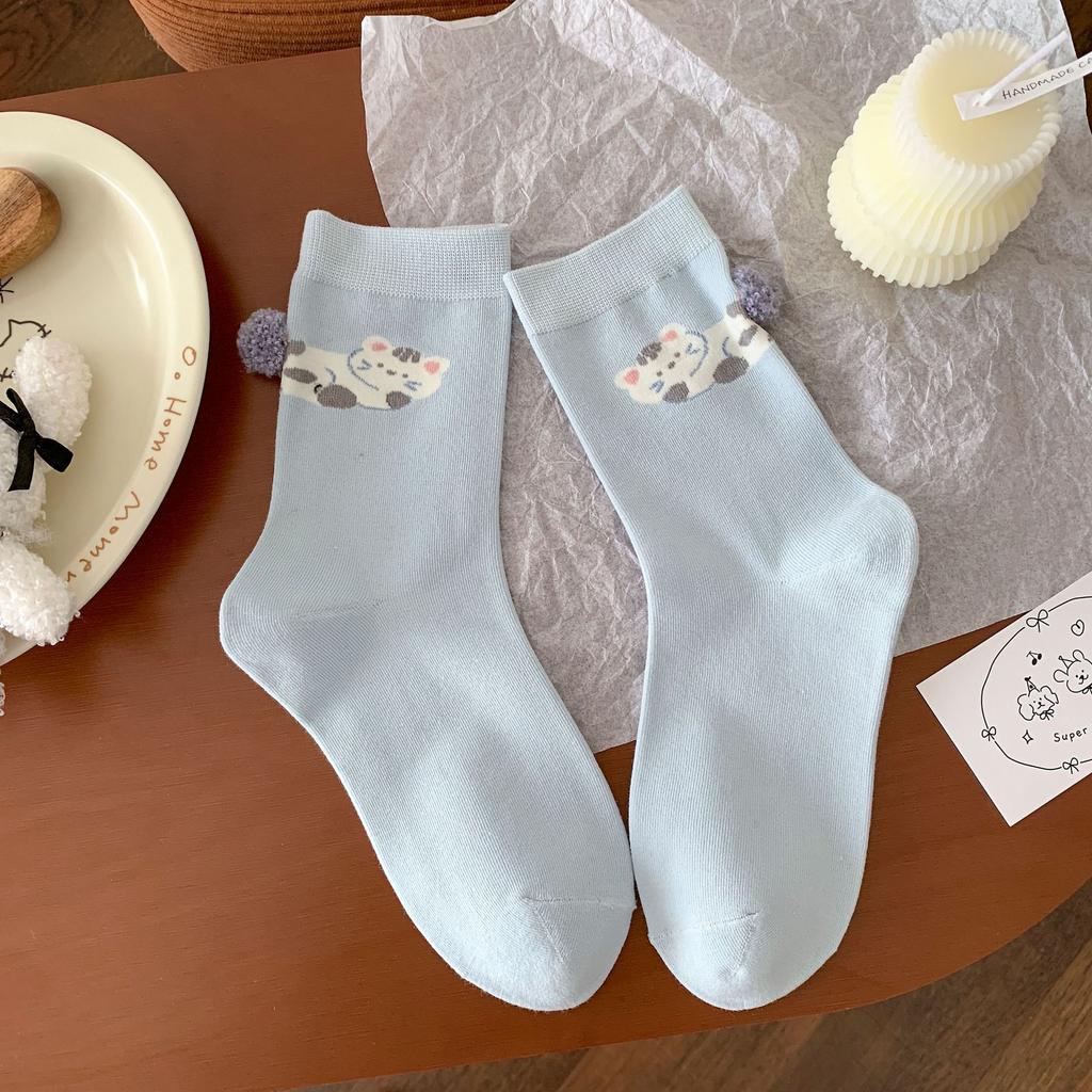 Ягодицы Трехмерный Пушистый Шарик Носки-гольфы средней длины Мультяшные Милые Забавные Животные Носки-гольфы средней длины Милые Забавные Носки с помпоном