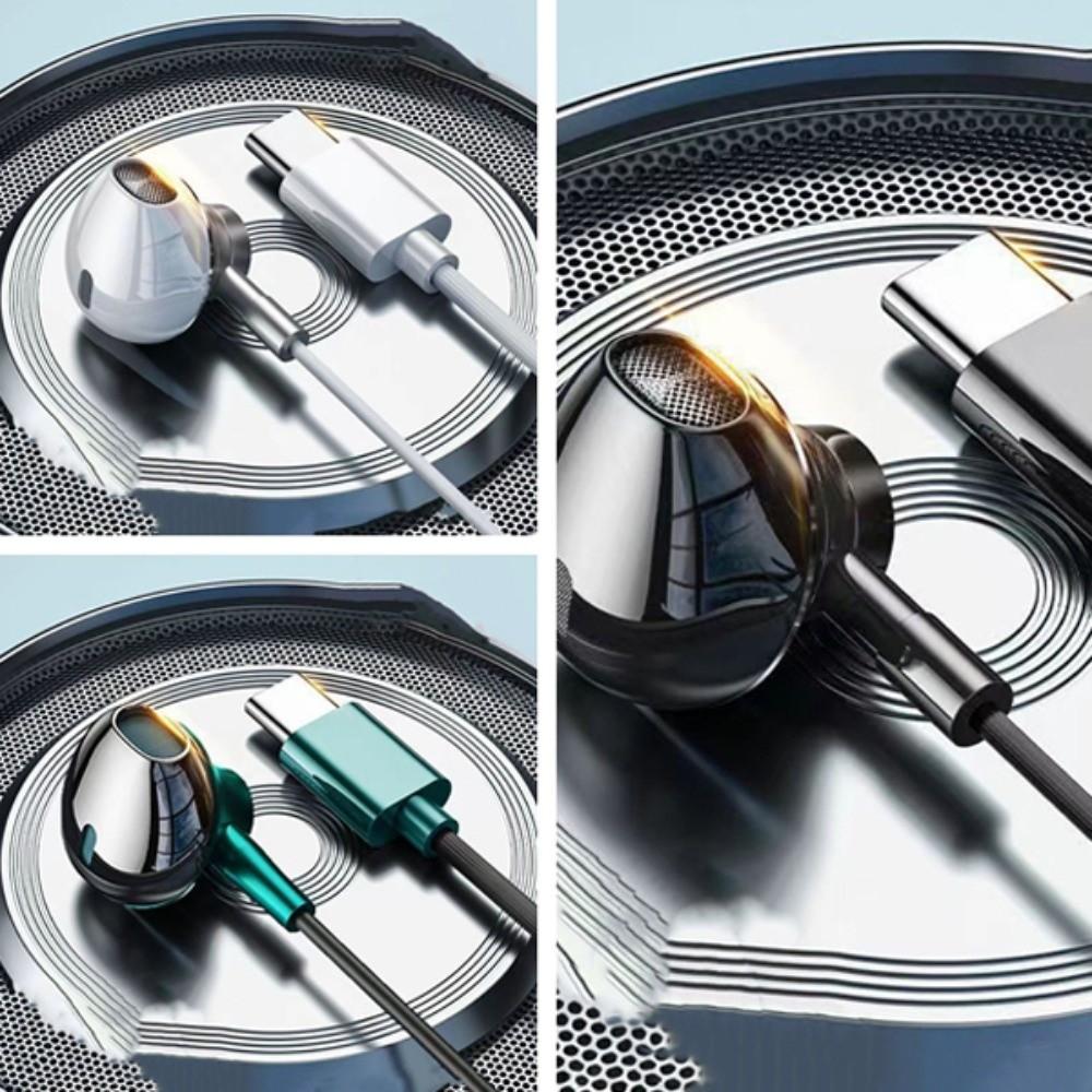 Type C Wired Earphone HiFi Stereo Noise Cancelling in Ear Earphones with Mic Volume Control Wired Headset Running