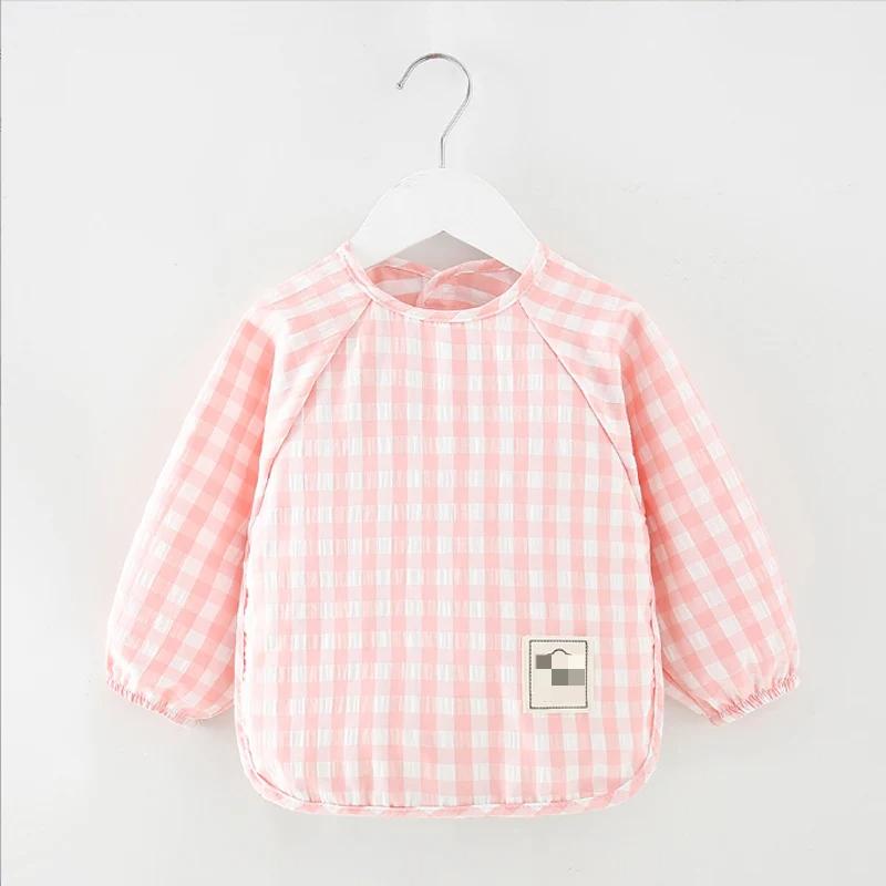 Летний детский пищевой комбинезон Водонепроницаемая одежда слюнявчики для мальчиков девочек Детская одежда Не требующий стирки фартук хлопковые клетчатые безрукавные слюнявчики