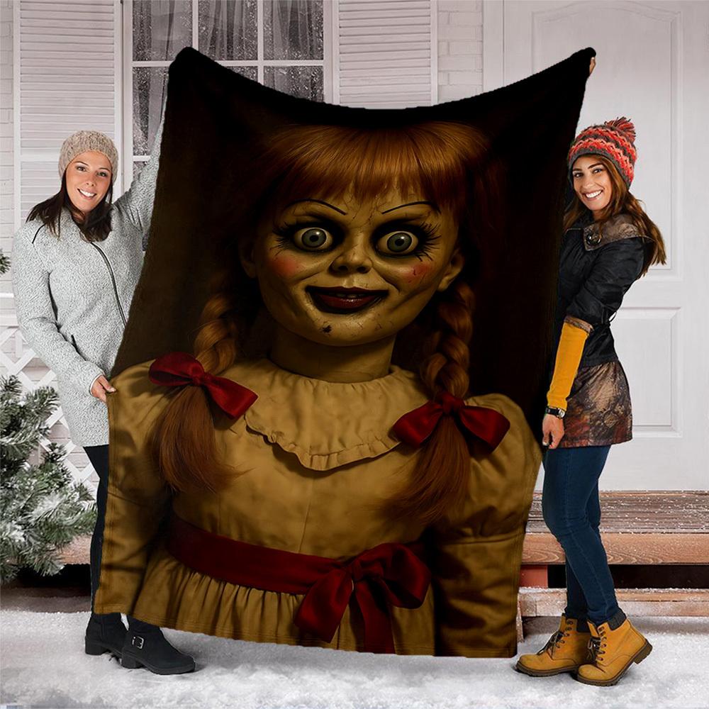 1 шт. кукла Аннабель, Хоррор-фланелевое одеяло для улицы, Подарок для мальчиков, девочек, взрослых, семьи, друзей