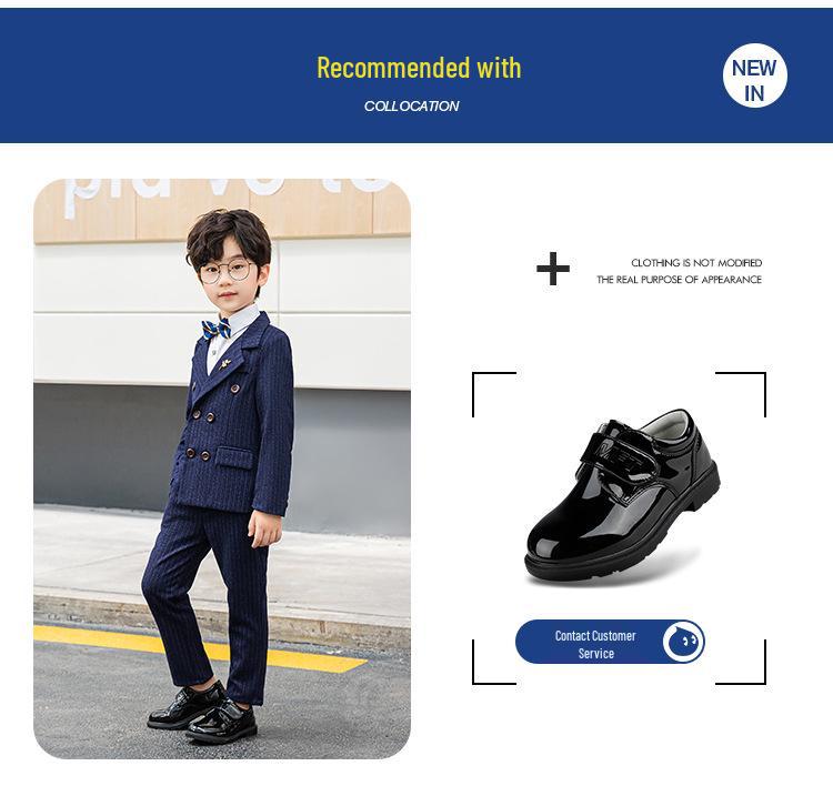 British Style Double-Breasted Boys' Three-Piece Striped Suit Set for Spring and Autumn