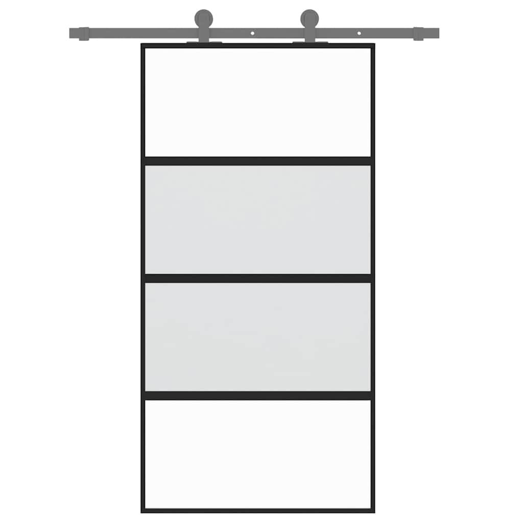 Sliding Door Black 102.5 x 205 cm Tempered Glass and Aluminum