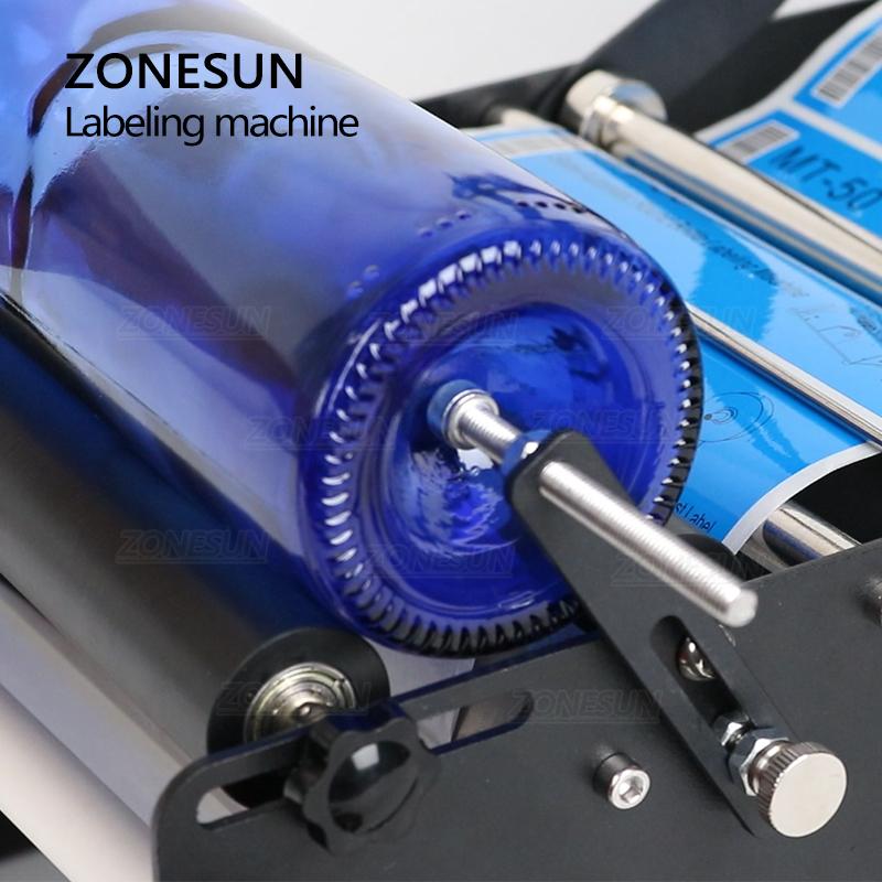 ZONESUN ZS-50W Ручной аппликатор самоклеящихся этикеток для круглых бутылок Машина для маркировки упаковки пластиковых винных бутылок
