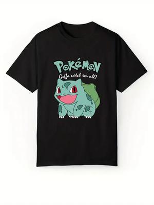Классическая футболка с коротким рукавом Pokemon Бульбазавр для женщин, повседневная, свободный крой, летний топ, женская мода, круглый вырез