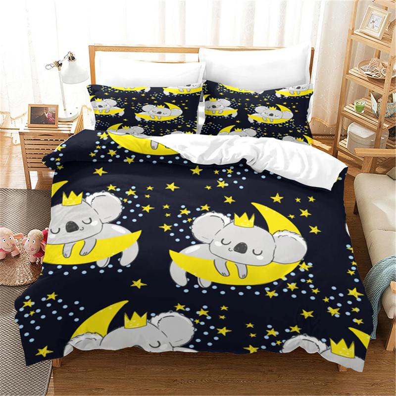 Cartoon Koala Duvet Cover King Queen Lovely Animal Bedding Collection For Kids Teens Adults Wildlife Quilt Cover With Pillowcase 23Pcs