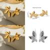 Chic Minimalist Flower And Leaf Stud Earrings In Gold And Silver For Women