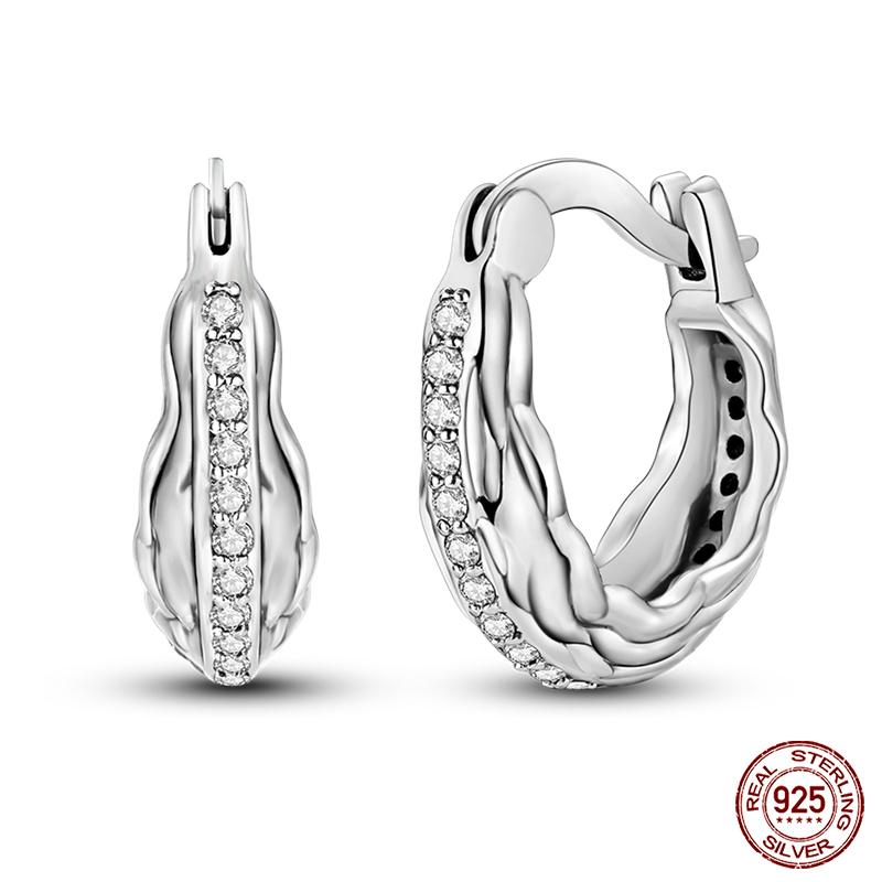 Charms Double Hoop Earrings For Women 100% 925 Silver Cubic Zircon Heart Star Moon Earrings Elegant Birthday Jewelry Gifts