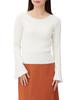 Jill by Jill Stuart Women's Ecru Bell Sleeve Knit Sweater with Embroidery Logo
