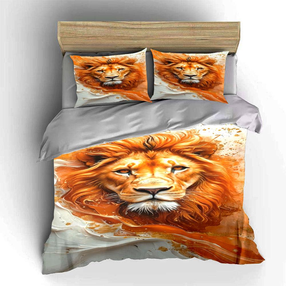 Lion face with flames. Bedding sets Duvet cover sets Duvet covers Pillowcases(1*Duvet Cover 2*Pillowcases without duvet insert)