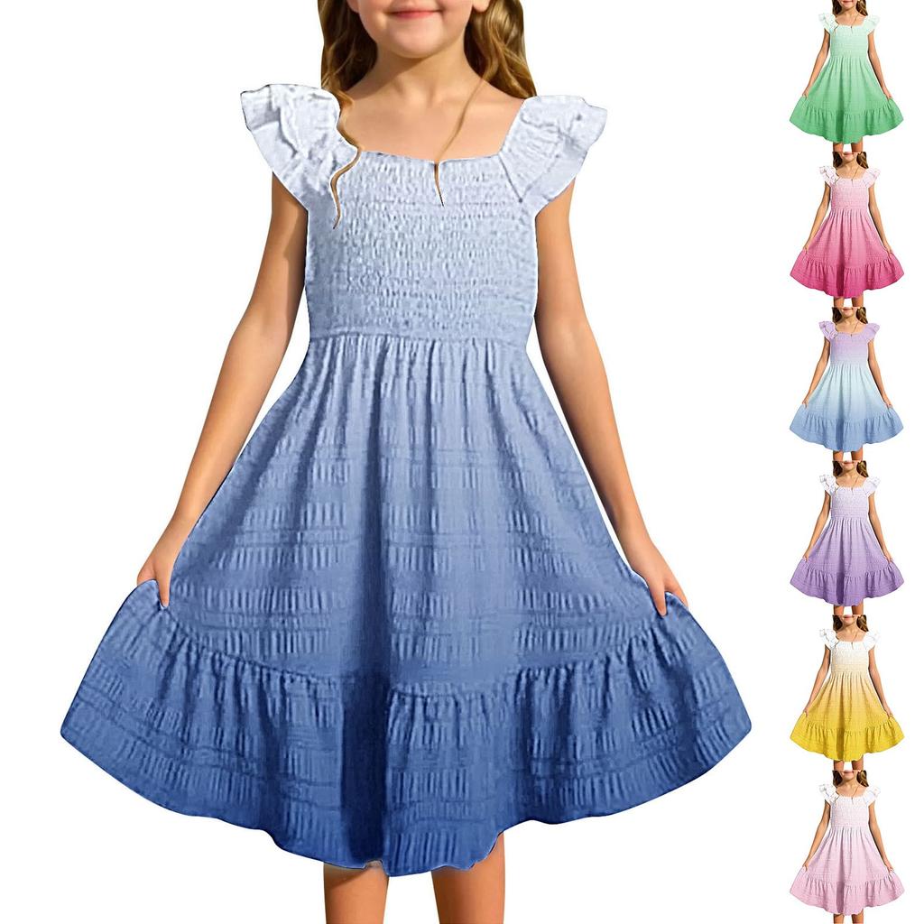Летнее детское платье с принтом «большой детский рукав» с большим качелями для девочек, платье принцессы