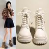 2024New Women's Boots Fashion Outdoor Casual Leather Boot Winter Plush Warm Cotton Boots for Womon Zipper Ankle Boot Botas Mujer