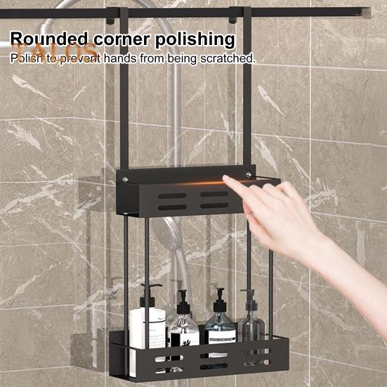 Подвесная полка для хранения душевой кабины, прочная, несущая, простая в сборке, двухслойная корзина для ванной комнаты