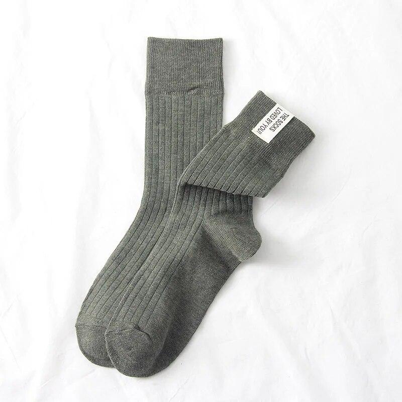 Новые винтажные уличные длинные носки в стиле Харадзюку, модные хлопковые вязаные женские однотонные носки, носки в японском стиле для девочек, осень-зима