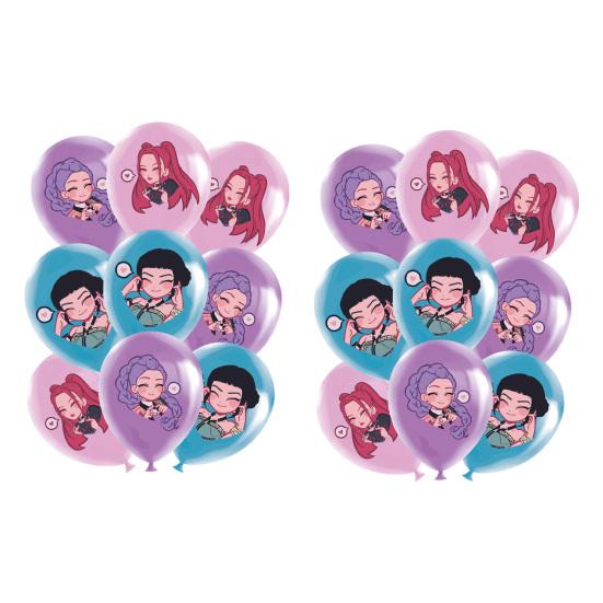 Birthday Party Decor Kit Themed Banner Cake Toppers & Spiral Balloons for K-POP Music Dance Theme Celebration Pink Girls Party Supplies