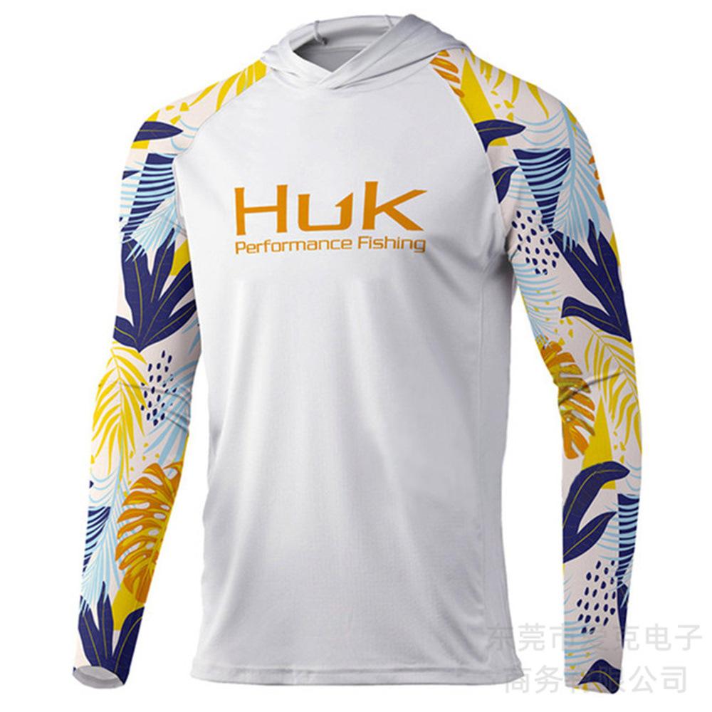Hooded fishing suit, summer quick-dry long-sleeve men's T-shirt, outdoor sportswear, sun-protection shirt, lure fishing suit, breathable