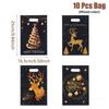 10/25/50Pcs Mixed Golden Elk Christmas Series Party Gift Tote Bag Opp Glitter Gift Bag Candy Bag Plastic Gift Return Bag