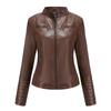 Women's European & American Spring/Autumn Leather Motorcycle Jacket - Stylish Short Design